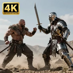 Muscular Viking Fights against Templar Cinematic 4K