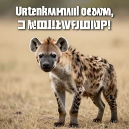 hd meme with a hyena in the background and clear text, funny text, high quality,