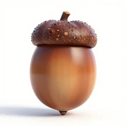 spotted acorn, stylized pixar-style 3d render, full body, isolated on a pure white background, centered, entire subject in frame, sharp focus, soft studio lighting