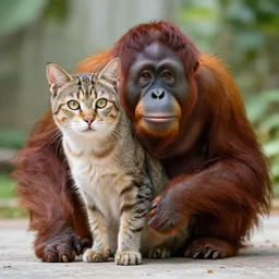a feline cat - orangutan - hybrid, animal photography, pet