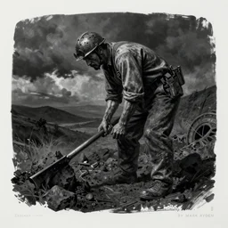 asset sheet, material study ( caricature ) coal miner by ( by mark ryden ) dark foreboding