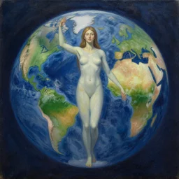 Gaia, primal greek goddess of the eart, oil on canvas