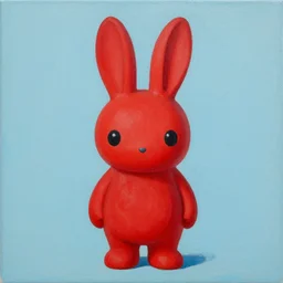 a beautiful painting toy red rabbit, by murakami takashi painting, illustration style