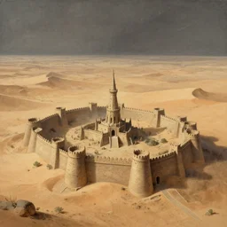 ancient cities, castles, fortresses built by demigods aeons ago buried under time and sand on barren desert exoplanet by James Gurney, by Caspar David Friedrich, by Beksinski and Alex Gray