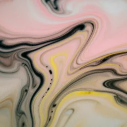 tempered glass art abstract fluid marble pink yellow black white color out of focus realistic film grain