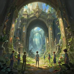 portal to a fantasy world, painting by unreal engine, greg rutkowski, loish, rhads, beeple, makoto shinkai and lois van baarle, ilya kuvshinov, rossdraws, tom bagshaw, alphonse mucha, global illumination, detailed and intricate environment