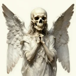 an angel with a skull for the head, by jenni pasanen, artstation