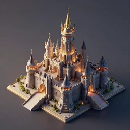 isometric view of a futuristic castle, 3d render, trending on artstation, cinematic lighting