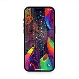 A desktop wallpaper that visualizes AI, blend elements, stylistic, bold, visualize, vivid colors, geometric but organic, the matrix, iPhone wallpaper, Machine Learning, surrealism