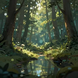landscape, octane render, illustration, storybook illustration, bokeh, cinematic, glamor shot, cinematic lighting, ray tracing reflections, woodland, cinematic