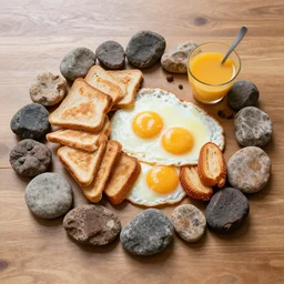 a photo of a breakfast made of rocks
