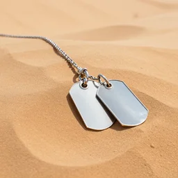 desert dunes coveted in dog tags,