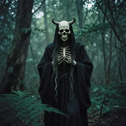 mystical forest death god, film photo, grainy, high detail, high resolution