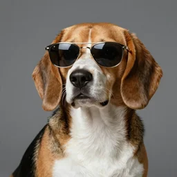 sublime portrait of a beagle with sunglasses, baroque era