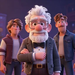 🤓, old man, disney, pixar, greg rutkowski, mcbess!!!, james jean!!!, 8 k, hd, dof, kodak film, volumetric lighting, subsurface scattering, iridescent, photorealistic, octane render