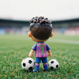 cristiano ronaldo! with football ball as nendoroid, backgraund is soocer playground, kodak film