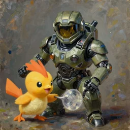 pidgey playing as master chief in pokemon, pidgey, oil on canvas, intricate, portrait, 8 k highly professionally detailed, hdr, cgsociety