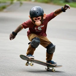 monkey skater with helmet