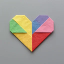 ripped in half, origami, heart, colorful, shot on an iphone 1 3