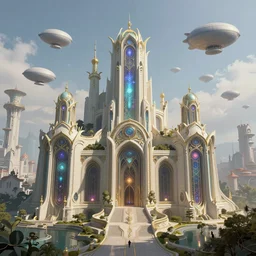 an aethereal fortress, art nouveau architecture, dirigibles floating in the air, cityscape, arcane magic, trending on artstation