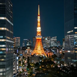 a night shot with bulb exposure of a Tokio like city