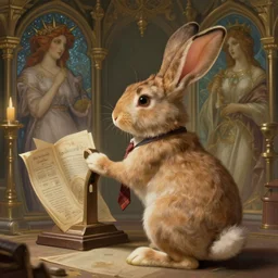 rabbit wearing a tie playing d & d, deep focus, turnaround, highly detailed, digital painting, artstation, concept art, matte, sharp focus, illustration, hearthstone, intrincate, elegant, art by artgerm and greg rutkowski and alphonse mucha.