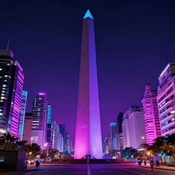 buenos aires obelisk, cyberpunk neon, 4 k wallpaper sci - fi 8 0's art
