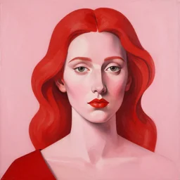 surreal red and pink conceptual figurative post - morden monumental dynamic portrait by hogarth, inspired by william blake and gaugin, illusion surreal art, highly conceptual figurative art, intricate detailed illustration, controversial poster art, polish poster art, geometrical drawings, no blur