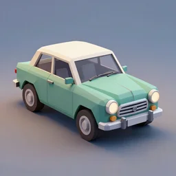 a 3d low poly game object of a retro car from eastern Europe