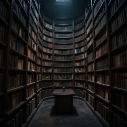 surreal, liminal magical library, in a dream, dark, slightly unsettling