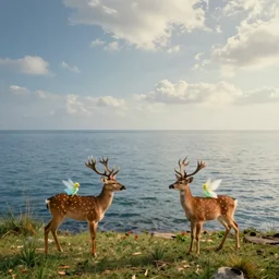fantasy photography wide angle waterside deer fairy ultrarealistic 1 5 0 mpx