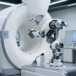 photo still from the movie interstellar futuristic robotic cybernetic symbiosis thick bifurcated robotic cnc surgical hybrid mri 3 d printer machine experimental concept car outside, sci - fi, highly detailed, vibrant colors, photo realistic, cinematic, artstation, concept art, unreal render, art by craig mullins,