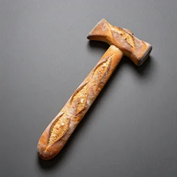 baguette in the shape of a hammer, photography