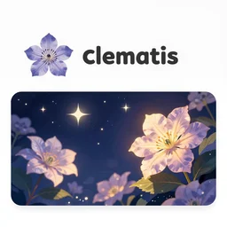 clematis theme logo, clematis theme banner, clematis design, clematis in the deep sea, clematis like stars in the sky, hydrangea, trending on artstation, warm light, lovely and cute, fantasy art, 8 k resolution, highly detailed
