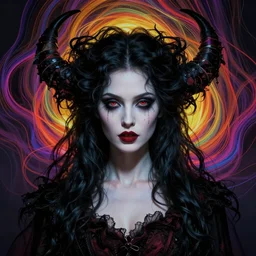 full face epic portrait, victorian gothic succubus, matte painting concept art, midjourney, beautifully backlit, swirly vibrant color lines, majestic, cinematic aesthetic octane render, 8 k hd resolution, by ilya kuvshinov, artgerm, darius zawadzki and zdizslaw beksinski