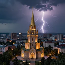 wizards tower of stavropol, city landscapes, city photos, urban fantasy, thunder and lightning