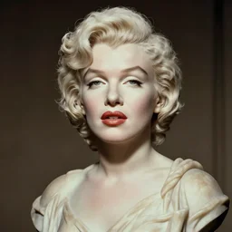 a high quality photograph marilyn monroe as a roman marble bust. cinematic lighting.