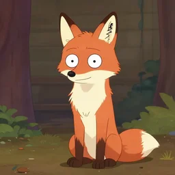 anthromorphic fox in the style of Bojack Horseman