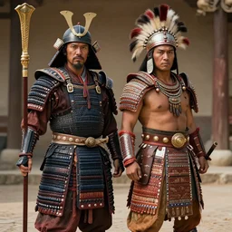 a mix between a samurai and an aztec warrior
