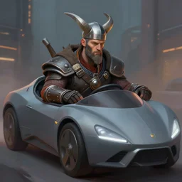 a portrait of a space viking in a futuristic car in the city, fantasy, elegant, digital painting, artstation, concept art, matte, sharp focus, illustration, art by josan gonzalez, n 4