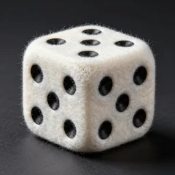 award wining photograph of a dice made of wool