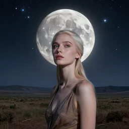 a photorealistic portrait, stunningly beautiful hyper detailed alien landscape, professionally retouched, soft lighting, hyper realistic, big round moon, lots of colorful stars, beautifully detailed starry sky, wide angle, sharp focus, 8 k high definition, 6 4 megapixels, insanely detailed, stunningly beautiful
