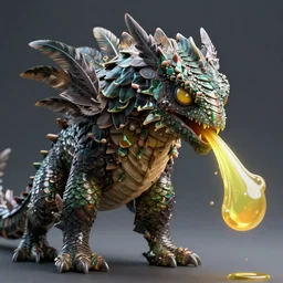 a creature covered in scales and feathers spitting acid, art by geof darrow, substance 3 d painter, pbr textures, physical based rendering, cinematic, hyper realism, high detail, octane render, unreal engine, 8 k, smooth gradients, high contrast, depth of field, aperture f 2. 8