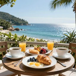 beautiful breakfast with sea view