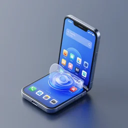 isometric render of a futuristic phone