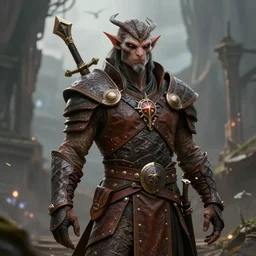 humanoid male khajiit rogue, wearing leather armor, magic the gathering, fantasy