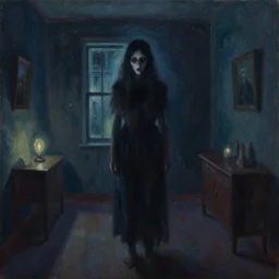 nightmare in the room, oil painting