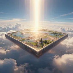 long square!!!! standing in heaven, god rays, ray tracing, unreal engine, hyper realistic, fantastic art, highly detailed