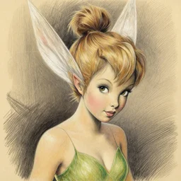 pencil art, detailed portrait of tinker bell, intricate, hyper detailed, realistic, oil painting, by julie bell, frank frazetta, cinematic lighting