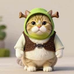 a cat dressed as Shrek